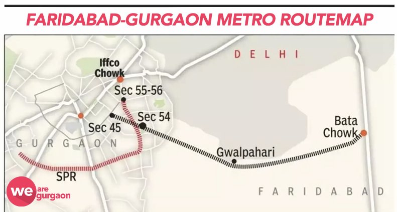 gurgaon-faridabad-metro-route-map