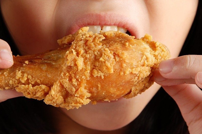 eating chicken