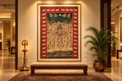 Shrinathji Pichwai painting from Treasure of India displayed in a Gurugram art gallery